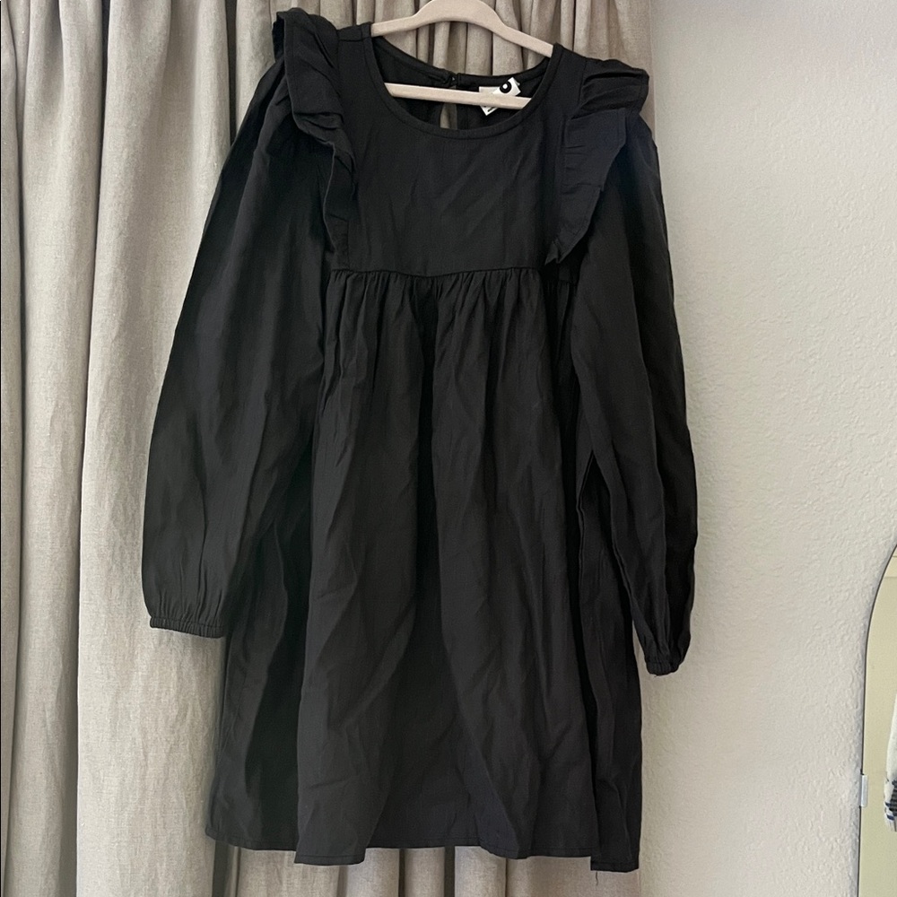Cotton On Black Striped Ruffled Kids Dress